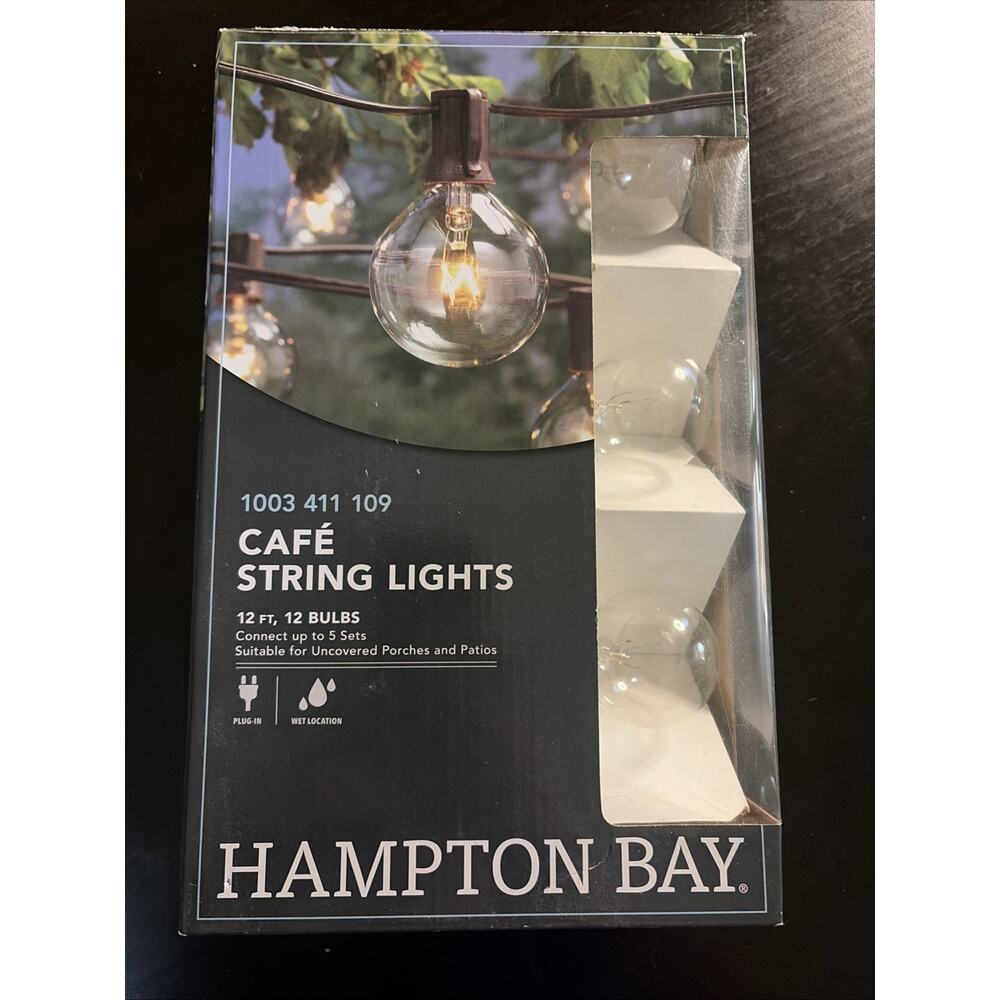 Hampton Bay 12-Light 12 ft. Large Cafe Clear String Lights NXT-1005